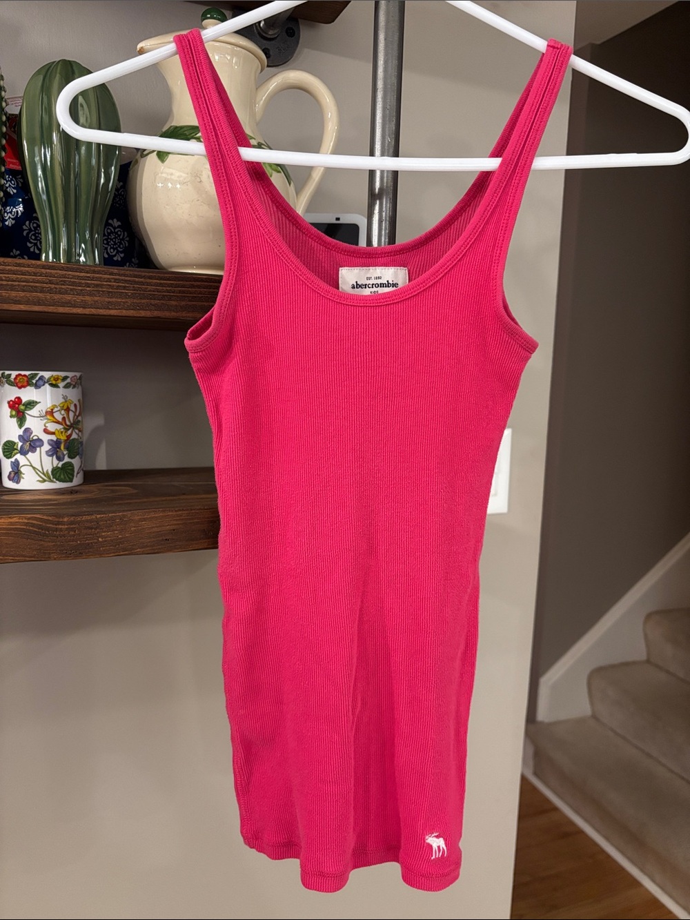 Vintage Abercrombie Pink Ribbed Tank Top | Y2K | Stretch | Size Small